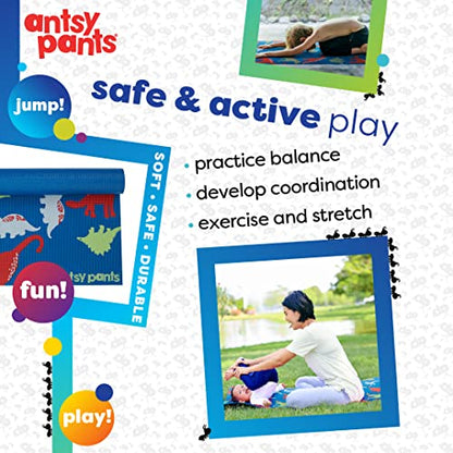 Antsy Pants Kids Yoga Mat - Non-Slip Exercise Mat, 60" x 24", 3mm - color: Dino