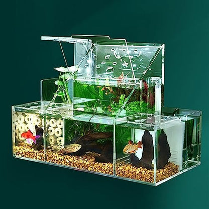 Fish Bowl Vase Ecological Fish Tank Desktop Breeding Hatching Special Fish Tank Isolation Box Circulating Water Filtration Pump Home Office Desktop Aquarium Ornaments Small Fish Tank Starter Kit
