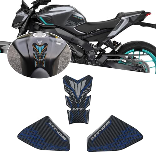For MT-09 MT09 SP MT 09 SP 2025 Non-slip carbon fiber texture bottom side fuel tank stickers 3D embossed rubber fuel tank pads fuel tank knee pads mt09 mt-09 sp 2021-2025 motorcycle accessories (blue) - color: Blue