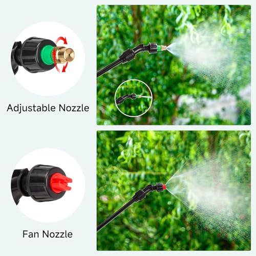 40'' Acid Resistant Sprayer Wand with 4 Types of Nozzles, Pump Replacement Sprayer Wand with 1/4" & 3/8" Brass Barbs and 2 Hose Clamps
