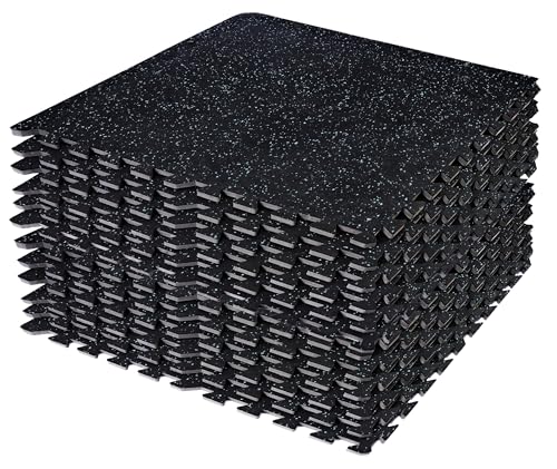 Sivan Fitness 1/2" Thick Rubber Top High-Density EVA Foam Gym Flooring for Home Gym - 48 Sq Ft Exercise Mat Tiles for Workout, Yoga, MMA, Heavy Exercise Equipment Mat - 12 Interlocking Gym Floor Mat - color: Blue, style: 12 Tiles (48 sq. ft.)
