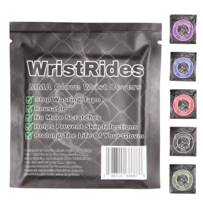MMA Glove Wrist Strap Covers, Wristbands, Reusable Scratch Protection, Glove Life Extender - color: Black