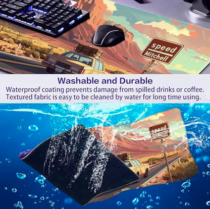 Natural Mountain View Gaming Computer Keyboard Pad, Computer Mouse Pad | The Surface Of The Mouse Pad Is Designed With Fiber Woven Material, And The Base Is Made Of Natural Anti Slip Rubber. - color: Grassland Highway