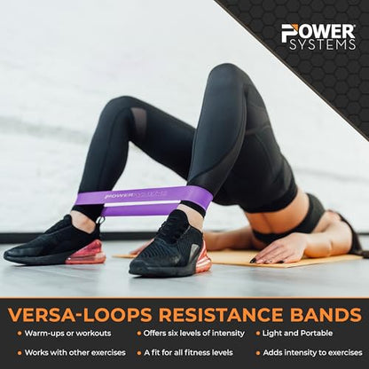 Power Systems Versa Loops Commercial Grade Resistance Bands, Exercise Loop Bands Kit for Working Out, Elastic Bands for Physical Therapy, Strength, and Fitness Training at Home or Gym