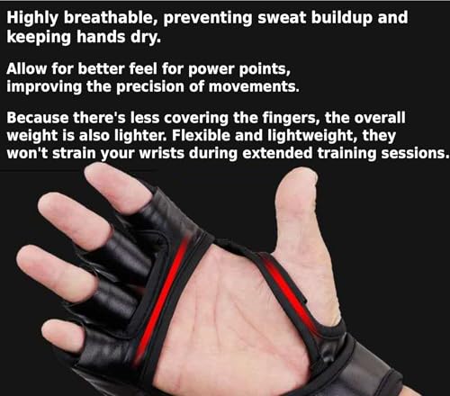 MMA Gloves Grappling Sparring, Mixed Martial Arts Mitts Men Women Boxing Gloves, Combat Sports Training, Muay Thai, Kickboxing, Open Palm Training Gloves for Grappling - color: Black