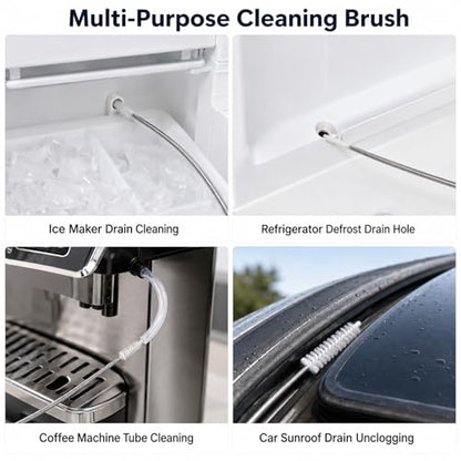 2 Pack 80 Inch Long Flexible Drain Brush, Sunroof Drain Cleaning Tool for Ice Maker, Refrigerator, Straw & Feeding Tube - size: 80 IN