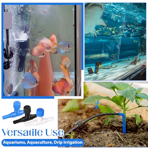 30 Pcs Aquarium Air Valve, Air Control Valve for Fish Tank, Adjustable Plastic Airline Valves for 3/16" Tubing, Aquarium Valves for Fish Tanks (Blue + White + Black)