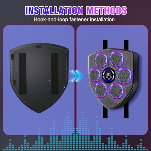 YORWHIN Smart Music Boxing Machine for Adults and Kids, Bluetooth Boxing Equipment with Boxing Gloves, Wall Mounted Electronic Punching Machine for Home Gym Workout Indoor - style: Shield