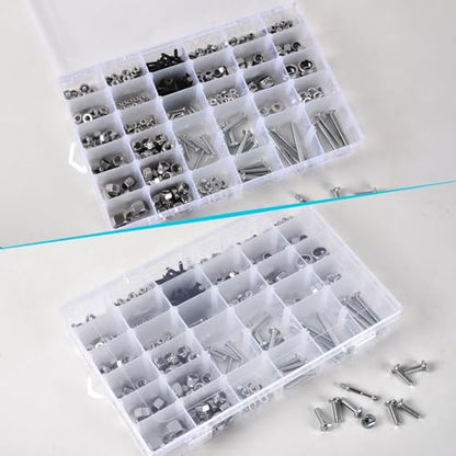 2 Pack Clear Plastic Organizer Box with 36 Grids and Adjustable Dividers for Beads, Crafts, Art DIY, Jewelry, Screws, Pins, Thread, Fishing Gear, Small Items