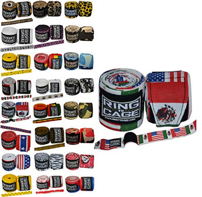 Ring to Cage Handwraps Mexican Style Stretchable- Patterned 180" Long - 23 Color Patterns - color: Mexico-USA