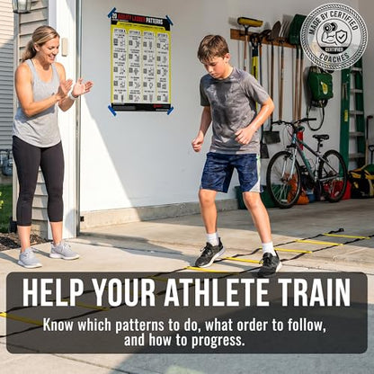 Guided Coaching Agility Ladder Drills Training System - Structured Speed & Footwork Charts with Built-in Progressions - size: 18x24", style: Beginner–Intermediate (18x24)