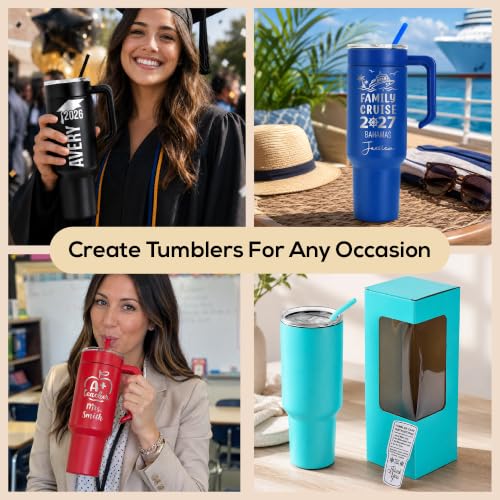 makerflo 40 oz Blue Powder Coated Tumbler Pack of 25 with MakerTwist™ System, Twist-On Handle Option (Handle Sold Separately) Customizable Blank Tumbler, Ideal for Laser Engraving, UV DTF, Epoxy - color: Blue, size: Case of 25