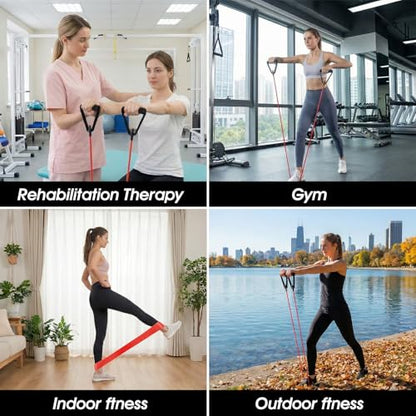11 Pcs Resistance Bands with Handles Set, 5X Resistance Loop Bands (TPE), 5X Exercise Band with Handles (10-30 lbs), Door Anchor for Home Gym, Strength Training, Portable Fitness