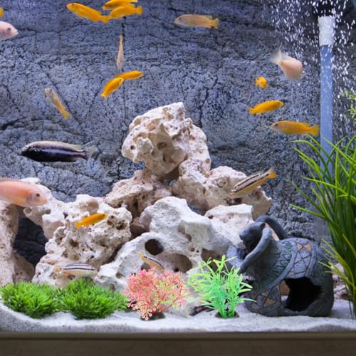Garneck 20 Pcs Small Aquarium Plants Set: Artificial Mini Fish Tank Plants Decorations Plastic Water Grass Decor for Betta Goldfish Turtle Tank Bowl, Home Office