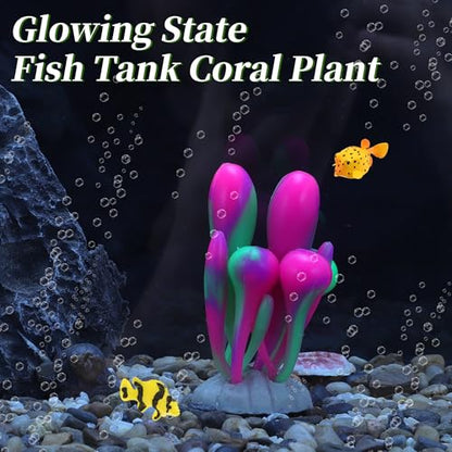 Fluorescent Aquarium Coral, Vibrant Glowing Effect, Fish Tank Decorations, Artificial Accessories, Pink