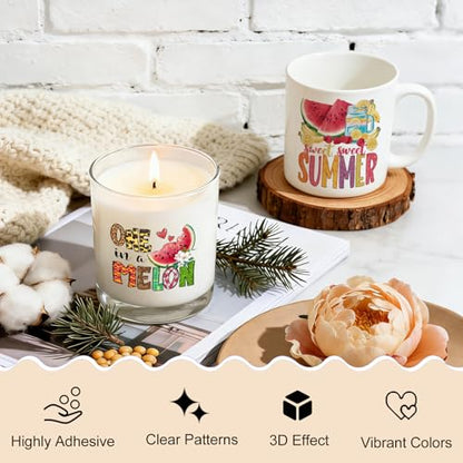 UV DTF Cup Wrap Transfer Stickers, 2 Sheets Summer Watermelon Rub On Transfers for Tumblers Glass Cups Mugs Water Bottles - style: Summer Watermelon