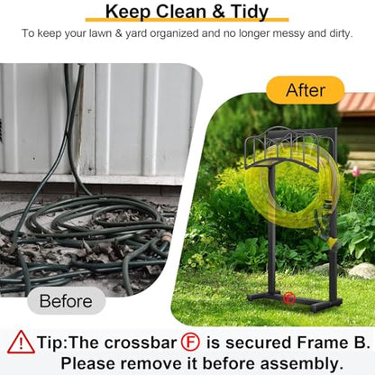Garden Hose Holder -Upgraded Hose Holder Holds 100-feet Hose,Freestanding Heavy Duty Hose Hanger,Sturdy Hose Stand for Lawn & Yard,Black - style: Gothic Window
