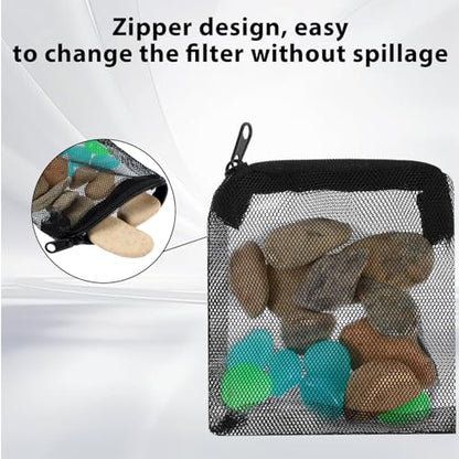 10PCS Aquarium Filter Media Bags, 3x4 Inch Fish Tank Media Mesh Filter Bags, Reusable Mesh Filters Bag for Activated Carbon, Filter-Stones and Ceramic Rings, Black Mesh-Net Filters Bag with Zipper