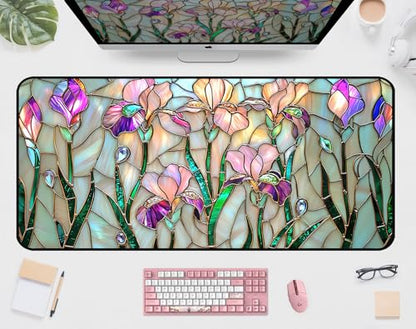 Colorful Flower Desk Mat Mouse Pad XXL, Plant Extended Large Game Mouse Pads, Desktop Mat Computer Laptop Keyboard Mat, Women's Desk Protector Mat,Desk Matt Office 31.5"X15.7"