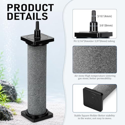 Nuanchu 12 Pack Aquarium Air Stones 5 Inch Fish Tank Air Stone Cylinder High-Temperature Sintered Ceramic Pump Bubble Diffuser Release Tool for Outdoor Small Pond Garden Circulation System