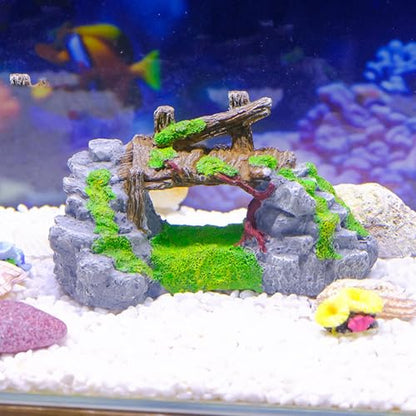 Landscape Bridge Landscape Fish Tanks Decorations for Aquariums Terrarium Shrimp Grass Driftwood Ornaments Artificial Mountain Cave