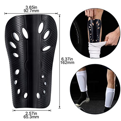 ANCIRS 2 Pair Soccer Shin Guards for Youth, Breathable Shin Guard Sleeves for Football Games, Protective EVA Cushion for Youth Men & Women - color: Blue & Black