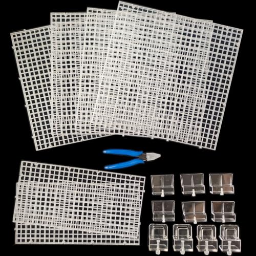 Aquarium Cover Kit, 6 Customizable Plastic Grid Aquarium Lid with 0.35Inch Hole, 10 Clips & Cutter, Fish Tank Hood Terrarium Turtle Tank Top Cover Jump Guard for Most Tanks