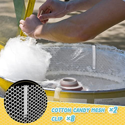 2 Sets Cotton Candy Mesh and Clip Stabilizer Kit White Reusable Cotton Candy Machine Supplies Compatible with Floss Maker for Kitchen - size: 7.1 x 63 Inches