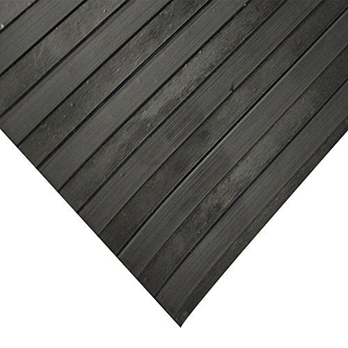 Rubber-Cal Wide-Rib Corrugated Rubber Floor Mat - 1/8 in. Thick x 3ft x 2.5ft Roll