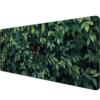 Cute Cat Desk Mat Gaming Mouse Pad Anime Kawaii Green Large Gaming Mouse Mat with Stitched Edges,Non-Slip Waterproof Rubber Base Mous Mat Office Computer Keyboard Laptop Home 31.5"x11.8" - color: Cute Cat_019, size: 11.8" x 31.5"
