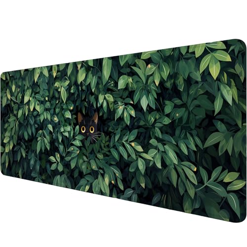 Cute Cat Desk Mat Gaming Mouse Pad Anime Kawaii Green Large Gaming Mouse Mat with Stitched Edges,Non-Slip Waterproof Rubber Base Mous Mat Office Computer Keyboard Laptop Home 31.5"x11.8" - color: Cute Cat_019, size: 11.8" x 31.5"