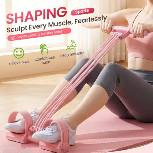 Upgrade 8 Tubes Pedal Resistance Bands with Handles, Multifunction Tension Rope Exercise Bands, Home Gym Elastic Yoga Pedal Puller Stretch Bands for Full Body Workout, Yoga, Waist, Arm, Leg