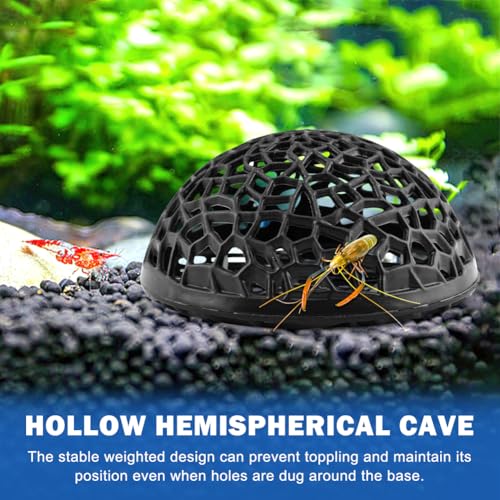 Shrimp Dome Hide, Be-TTA Habitat Fish Tank Tunnel with Suction Cup, Hollow Hemispherical Cave Aquarium Ornament for Small Fish Shrimp Guppy Hiding Resting(Color:White)