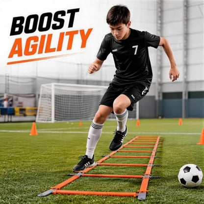 Speed Ladder, Agility Ladder Speed Training Equipment, 2-in-1 Adjustable Hurdle Ladder for Soccer, Rugby, Fitness, Footwork and Agility Training