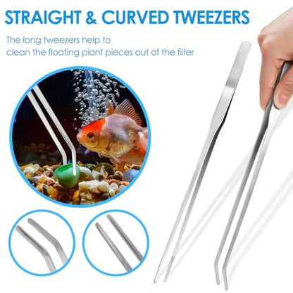 Aquascape Tools Aquarium Kit, 4PCS Long Aquascaping Tools Stainless Steel Aquatic Plants Set for Fish Tank, Aquarium Plant Trimming