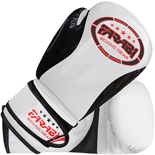 Farabi Boxing Gloves Kids Junior Muay Thai Kick Boxing Training MMA Punching Bag - color: White Black, size: 4OZ