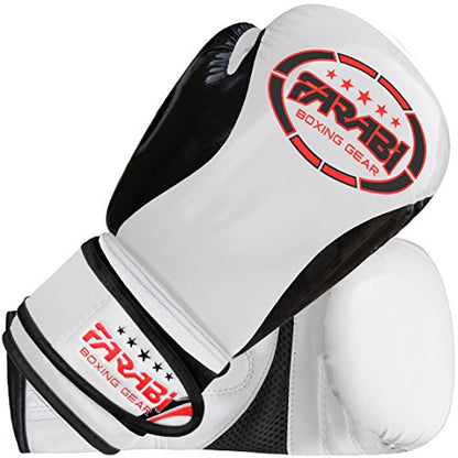 Farabi Boxing Gloves Kids Junior Muay Thai Kick Boxing Training MMA Punching Bag - color: White Black, size: 4OZ