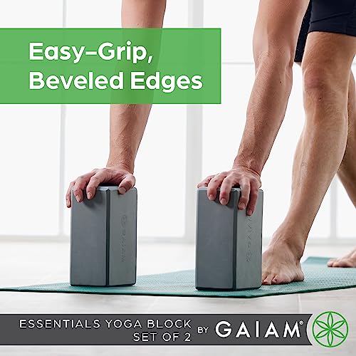 Gaiam Yoga Block - Supportive Latex-Free Eva Foam - Soft Non-Slip Surface with Beveled Edges for Yoga, Pilates, Meditation - color: Grey, style: 2 Blocks