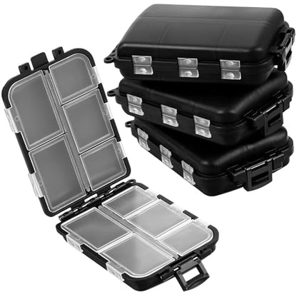 4pcs Pocket Tackle Box, Mini Hard Plastic Tackle Boxes, Small Fishing Tackles Box for Fishing Storage Containers, Kayak Fly Boxes Black