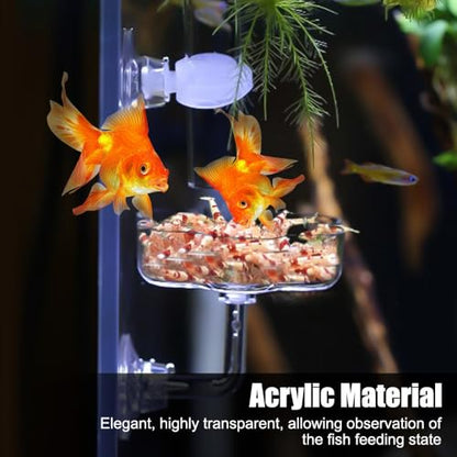 Shrimp Feeding Dish, Acrylic Aquarium Feeding Bowl with Suction Cup for Fish Tanks - color: Cherry blossoms