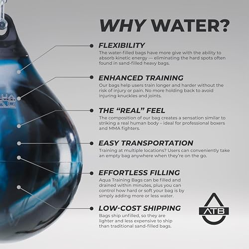 Aqua Training Bag 9" 15 Pound Head Hunter Slip Ball Hybrid Punching Bag - color: Haymaker Black