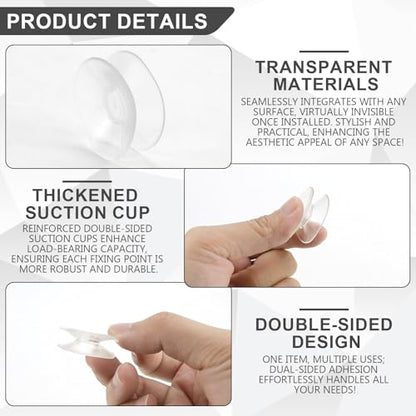 10PCS Double Sided Suction Cups - Heavy Duty Clear Silicone Sucker Pads (30mm) for Glass Mirrors Bathroom Aquarium Smooth Surfaces