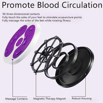 Ab Twist Waist Disc Board,Adjustable Waist Trainer Twisting Disc with Handles,Waist Slimming Balance Rotating Disc with Massage Foot Sole for Slimming Waist Arms Hips and Thighs - color: Purple
