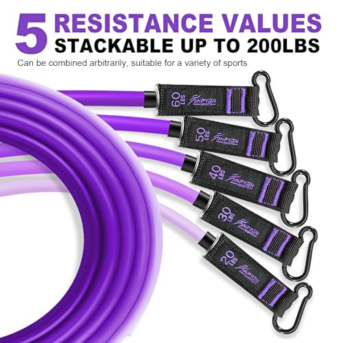 HPYGN Resistance Bands with Handles, 150 lb Exercise Bands for Home Workout - color: purple, style: 200LBS