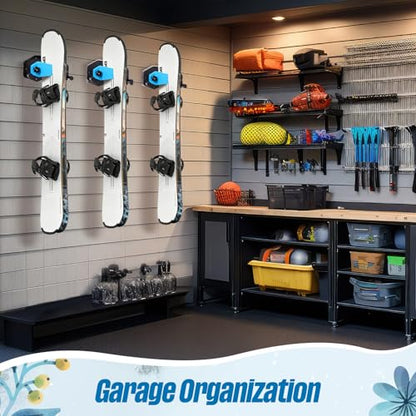 Soulchen 2 Pcs Ski Snowboard Wall Rack, Garage Storage Organizer