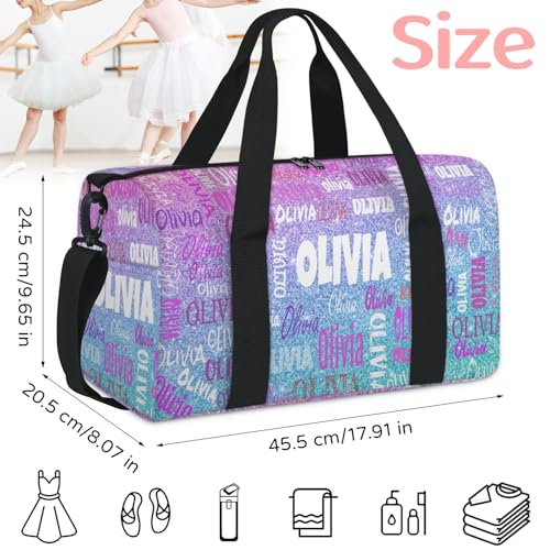 Personalized Dance Bag,Dreamy Glittery Effect, Pink with Blue - color: Blue Pink