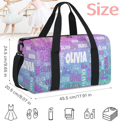 Personalized Dance Bag,Dreamy Glittery Effect, Pink with Blue - color: Blue Pink