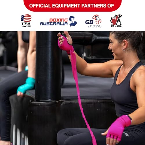 Elastic Quick Wraps by STING | Semi-Elastic Compression Fabric, Padded Knuckle Section, Expandable Finger Panels - color: Pink, size: Medium