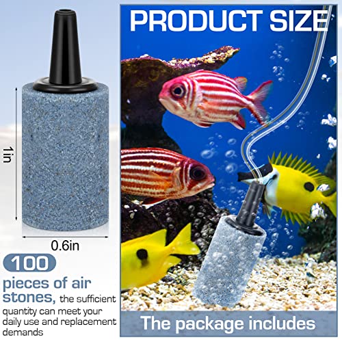 100 Pieces 1 Inch Air Stone Cylinder Air Pump Aquarium Air Stone Accessories Aerator Diffuser for Small Buckets Nano Fish Tank Hydroponics
