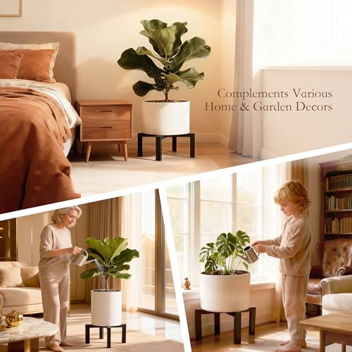2 Pack 10" Metal Plant Stand Indoor Outdoor, Heavy Duty Plant Stools Indoor, Mid Century Modern Planter Holders, Low Short Plant Pot Stands, Black, Fit 5"-10" Pot - size: 10 INCH